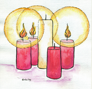 Advent Candles Third candle is lit 