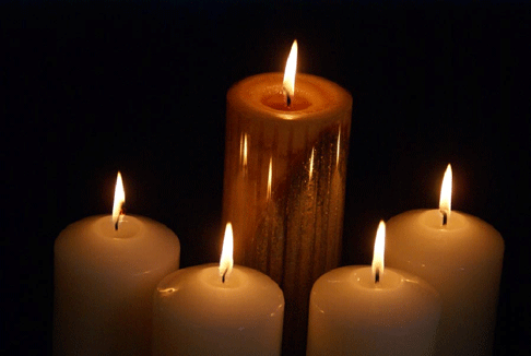 Advent Candles all lit 