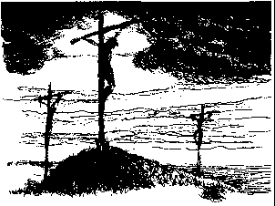 Three crucified men