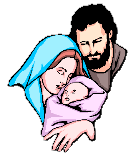 Mary and Joseph with the baby Jesus