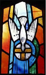 stained glass dove descends